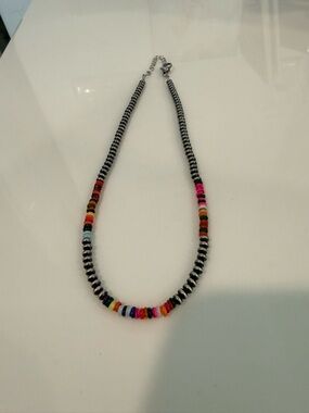 Navajo-Style Sterling Silver Pearls with Multicolor Beads